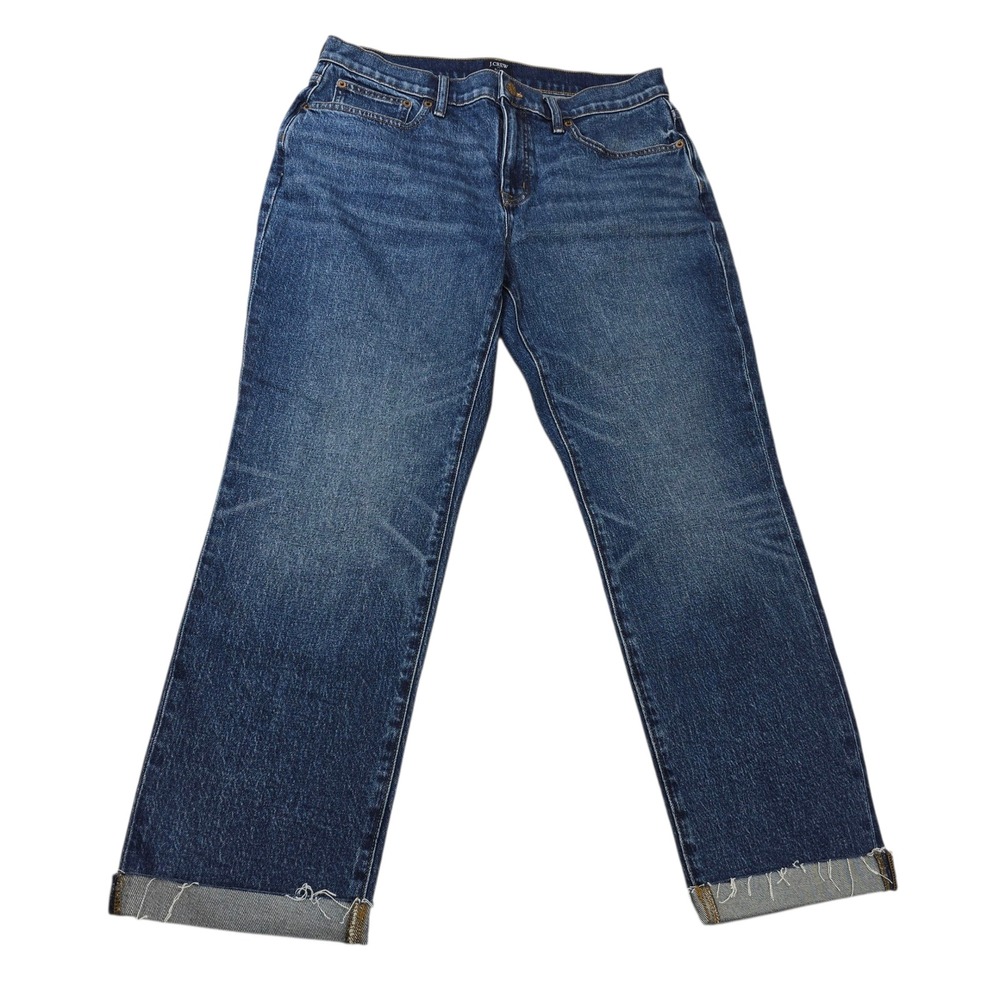 J.Crew Slim Boyfriend Jeans Women's Size 29 Dark Wash Denim Cuffed‎ Hem Casual